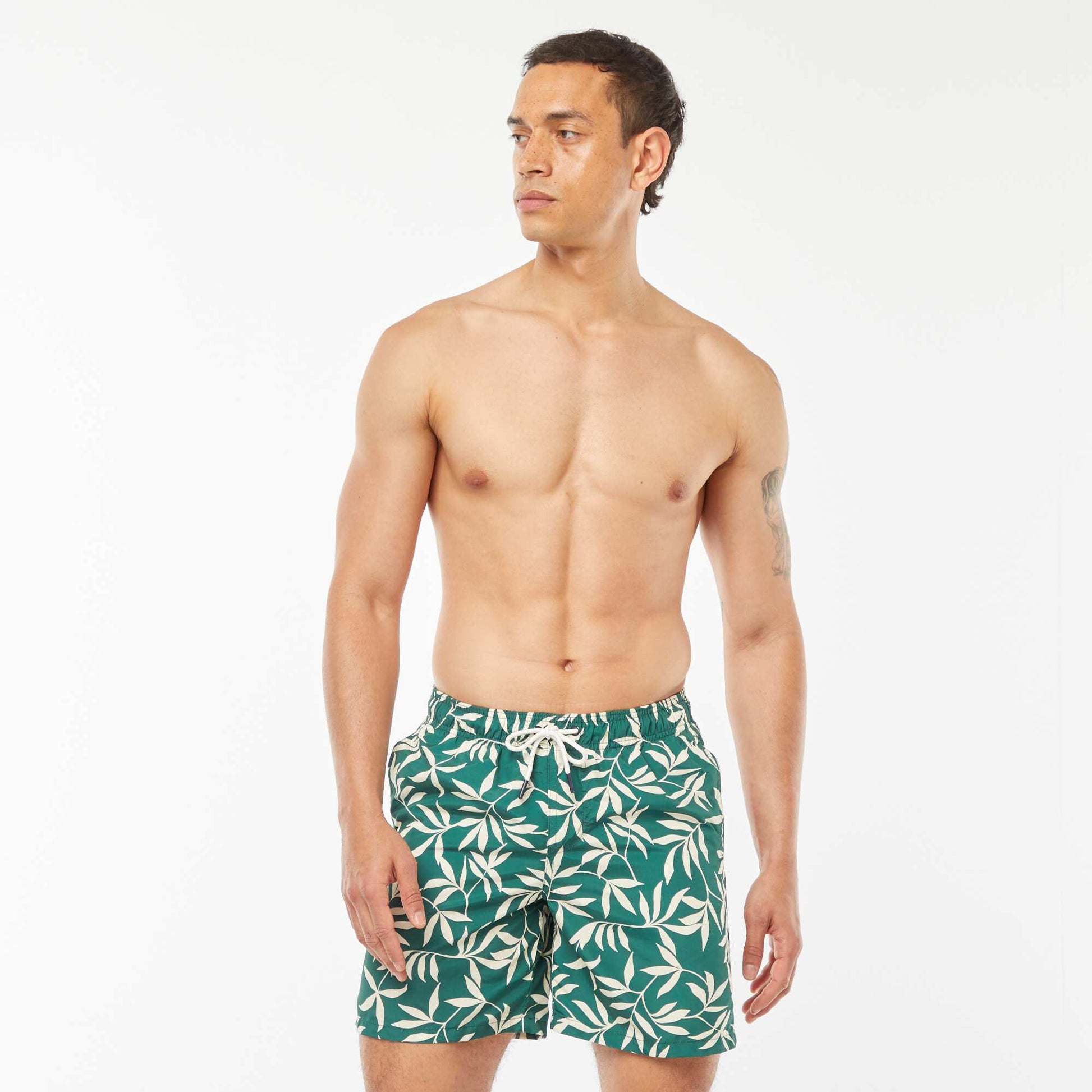 Short de bain motifs palmiers VERT