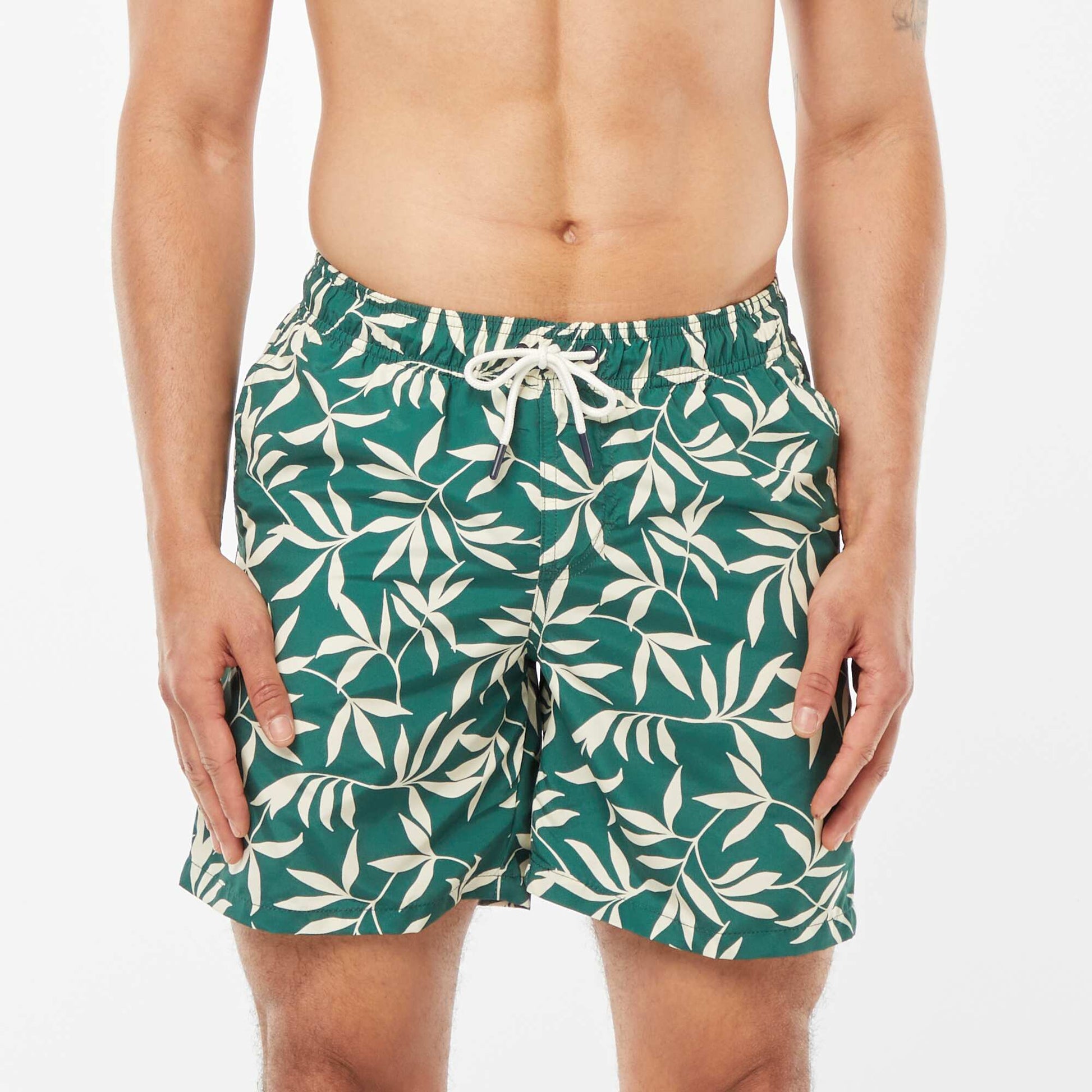 Short de bain motifs palmiers VERT
