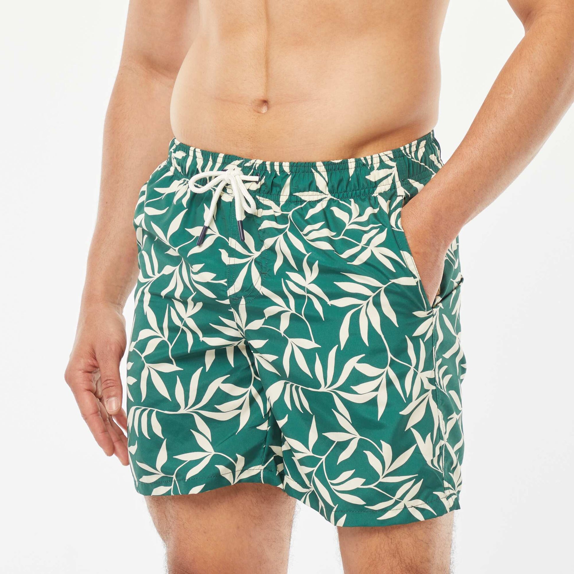Short de bain motifs palmiers VERT