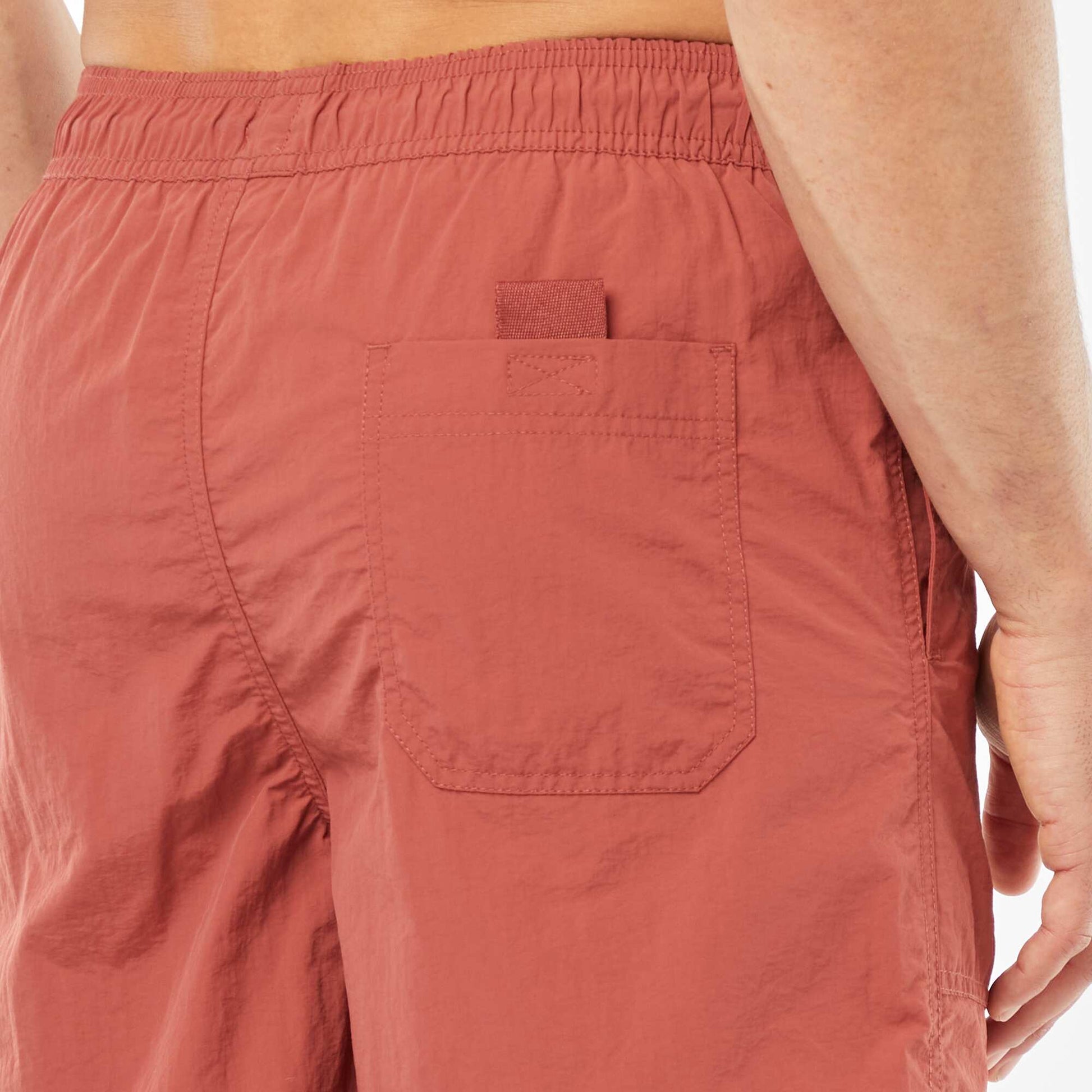 Short de bain basique intérieur rayé ROUGE