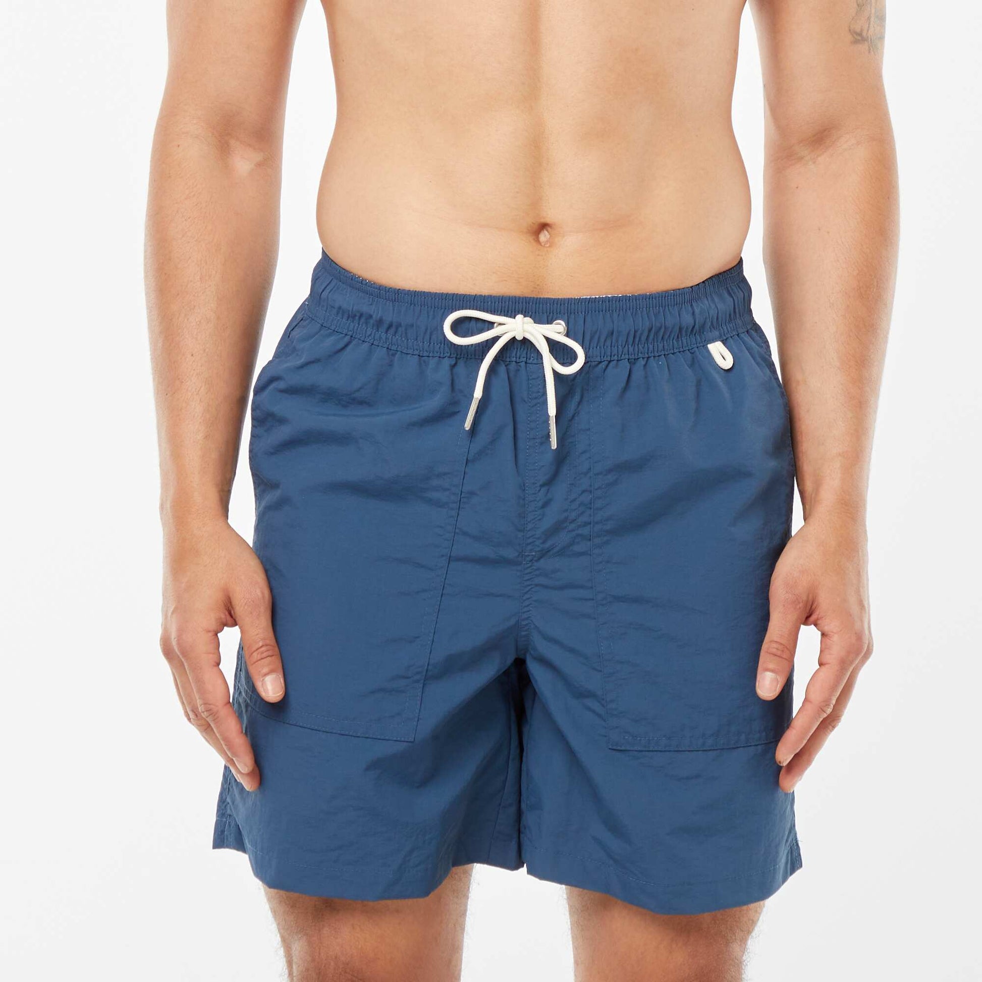 Short de bain basique intérieur rayé BLEU
