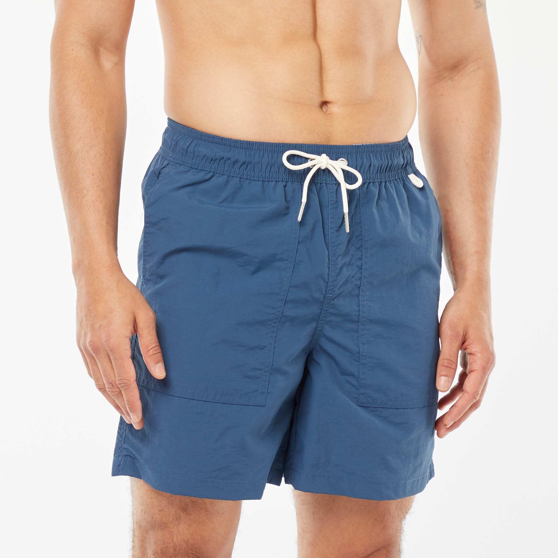 Short de bain basique intérieur rayé BLEU