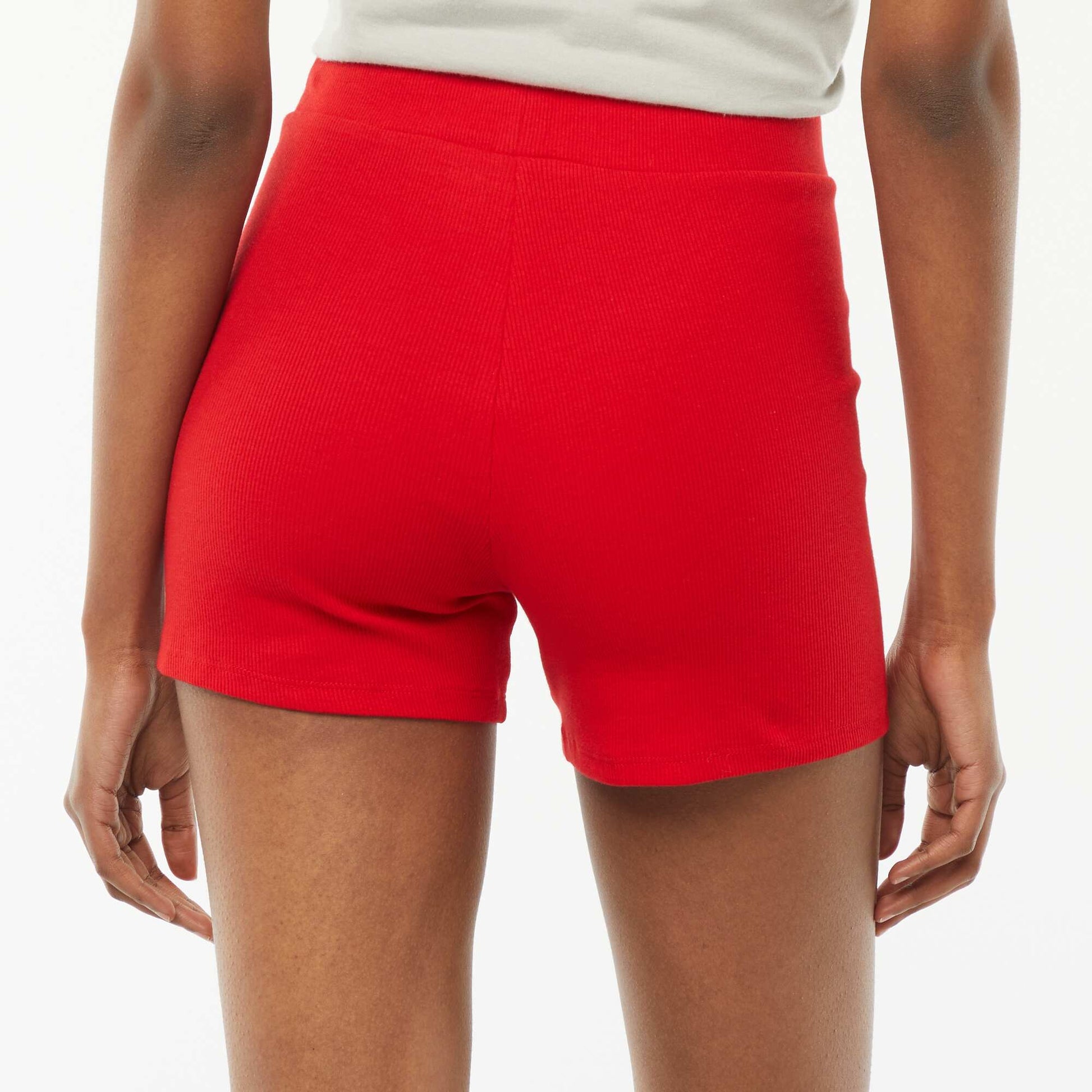 Short cycliste en maille côtelée ROUGE