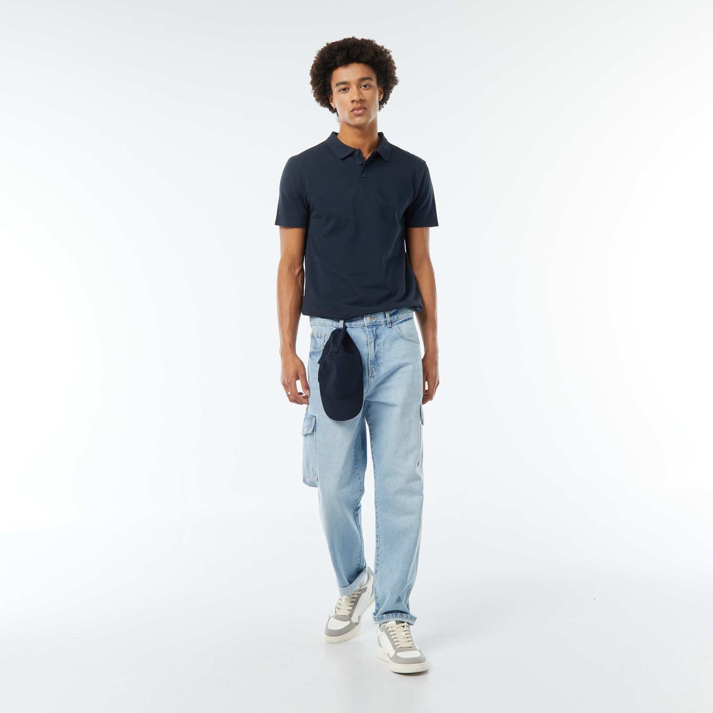 Polo en piqué de coton BLEU MARINE