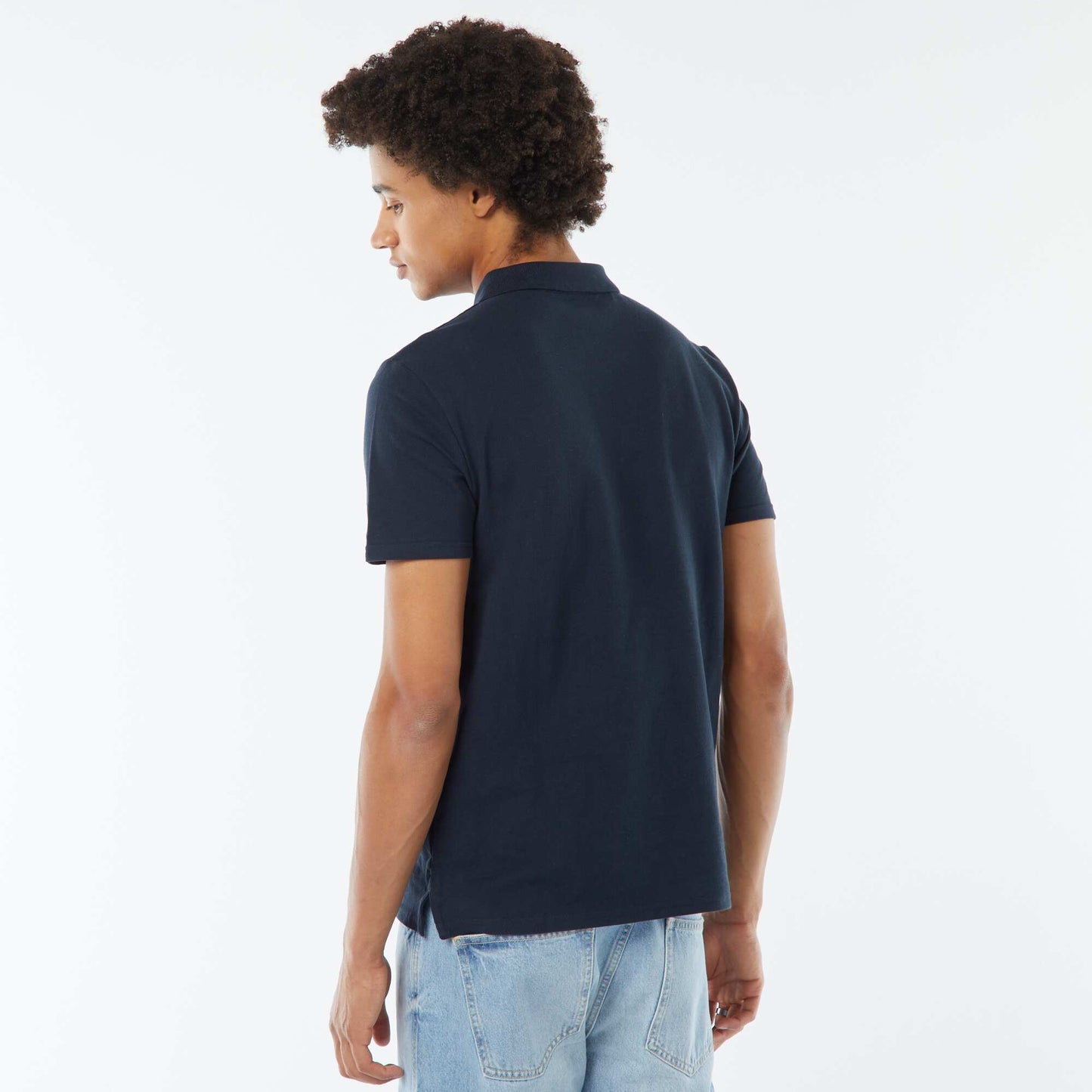 Polo en piqué de coton BLEU MARINE