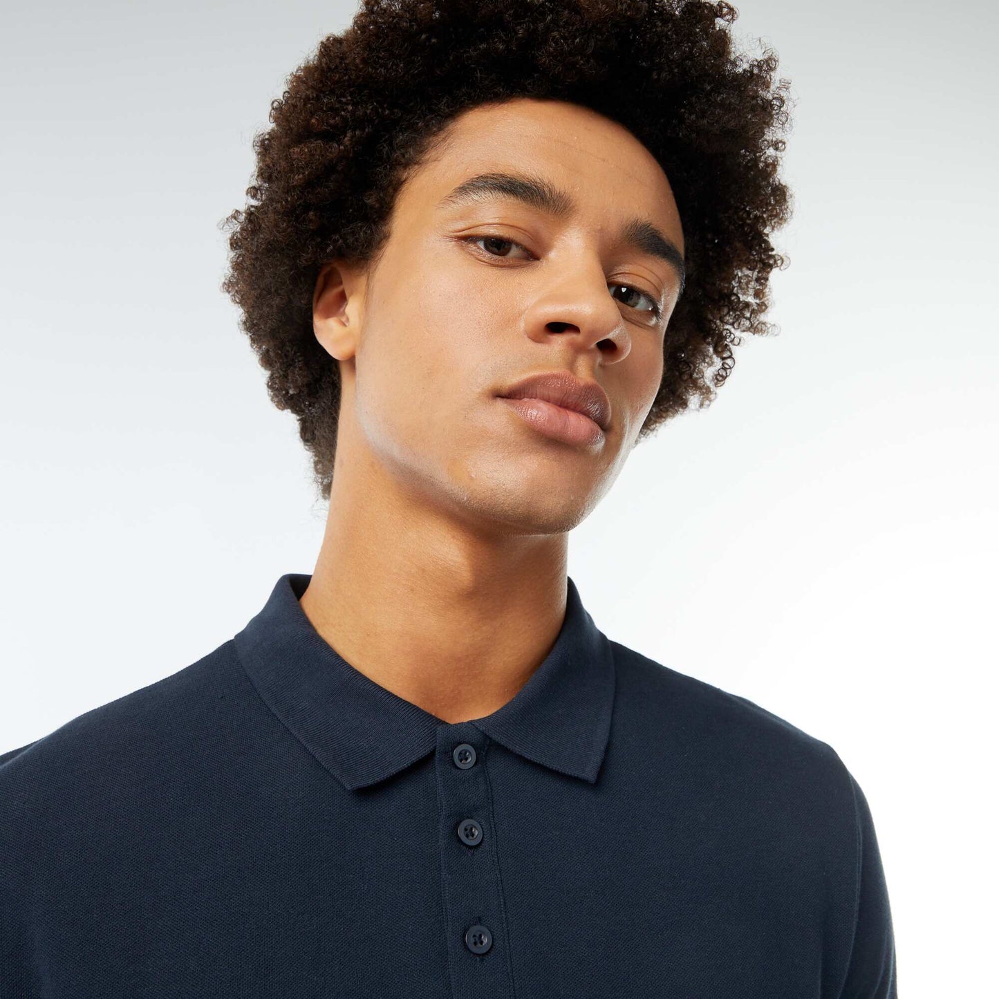 Polo en piqué de coton BLEU MARINE