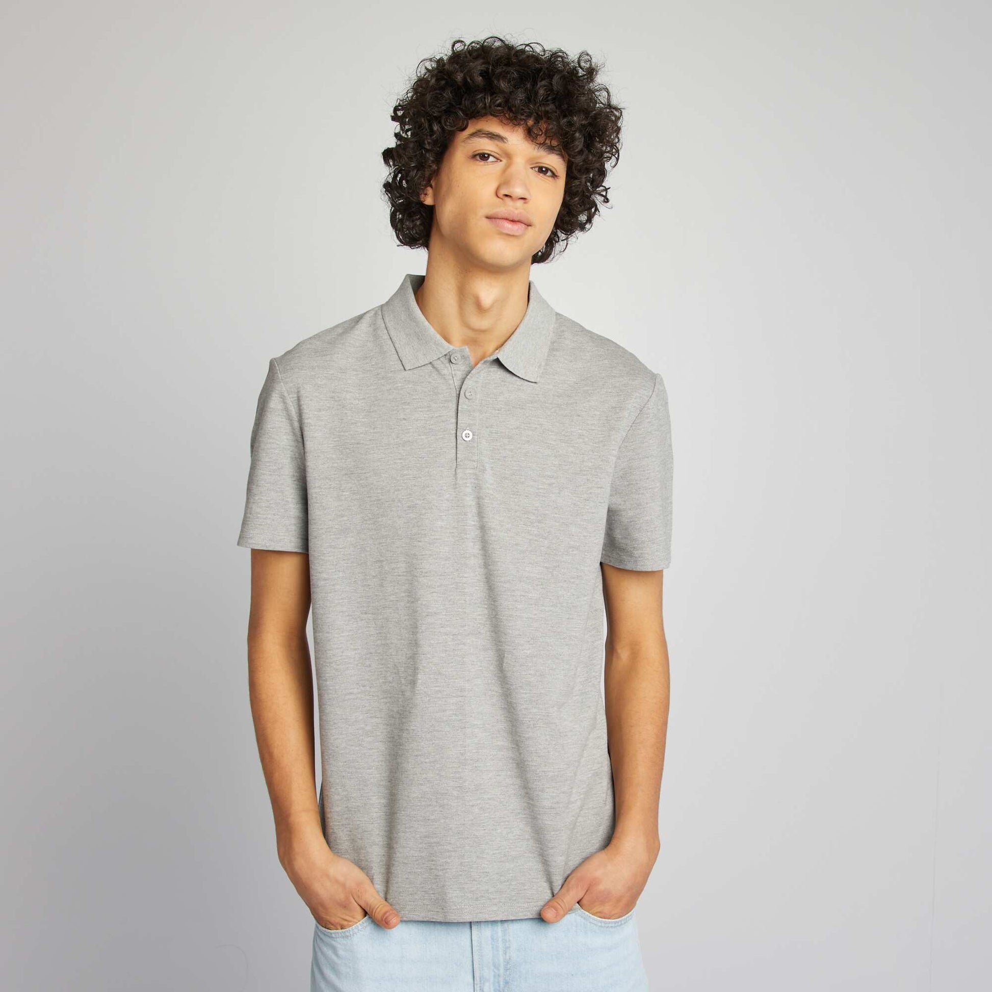 Polo en piqué de coton GRIS