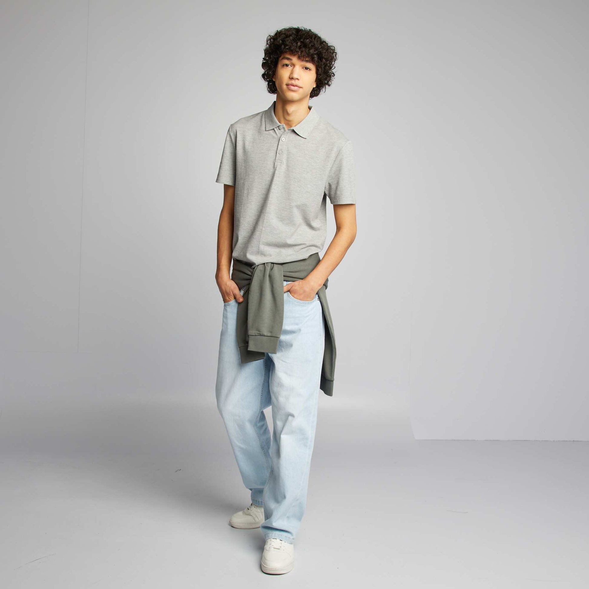 Polo en piqué de coton GRIS