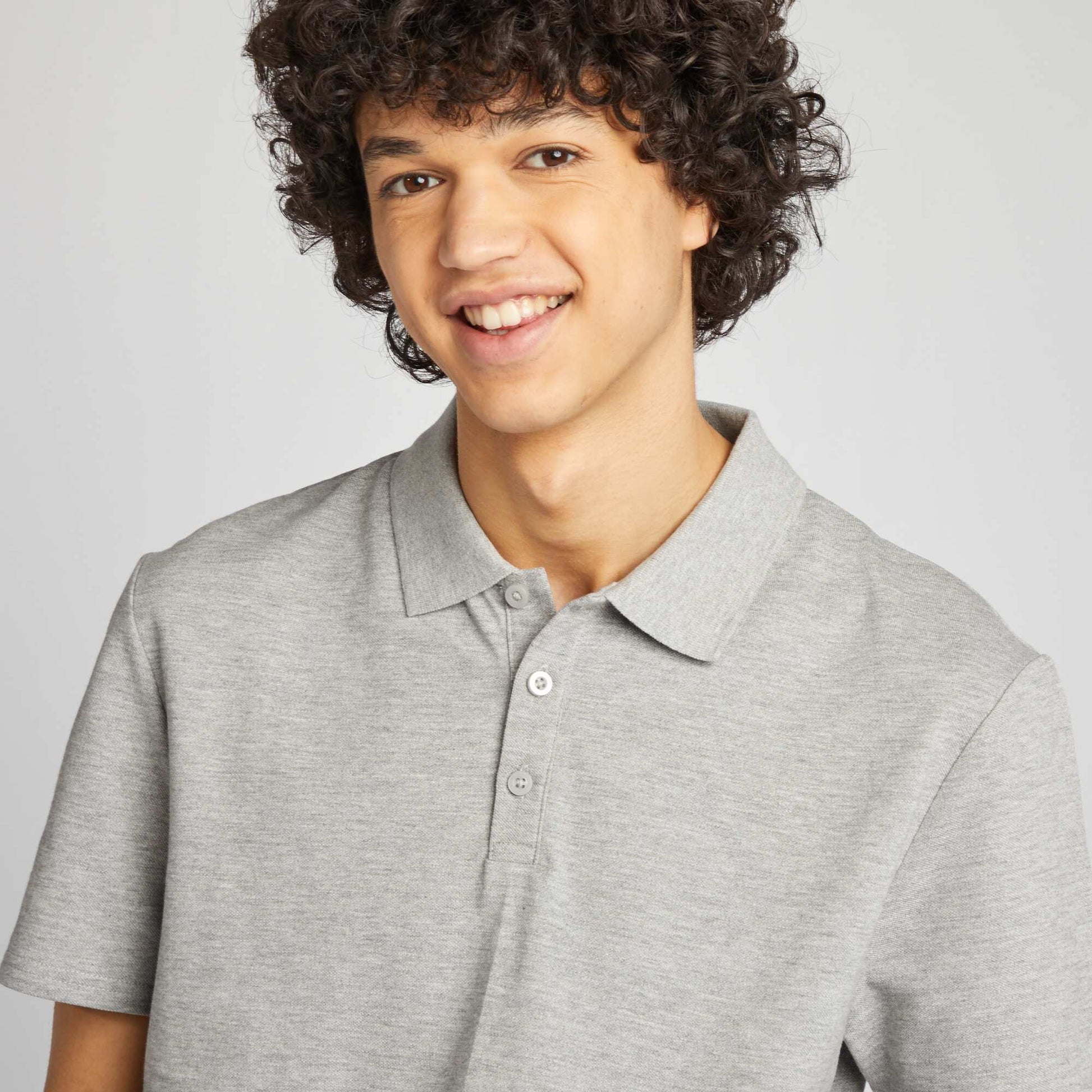 Polo en piqué de coton GRIS