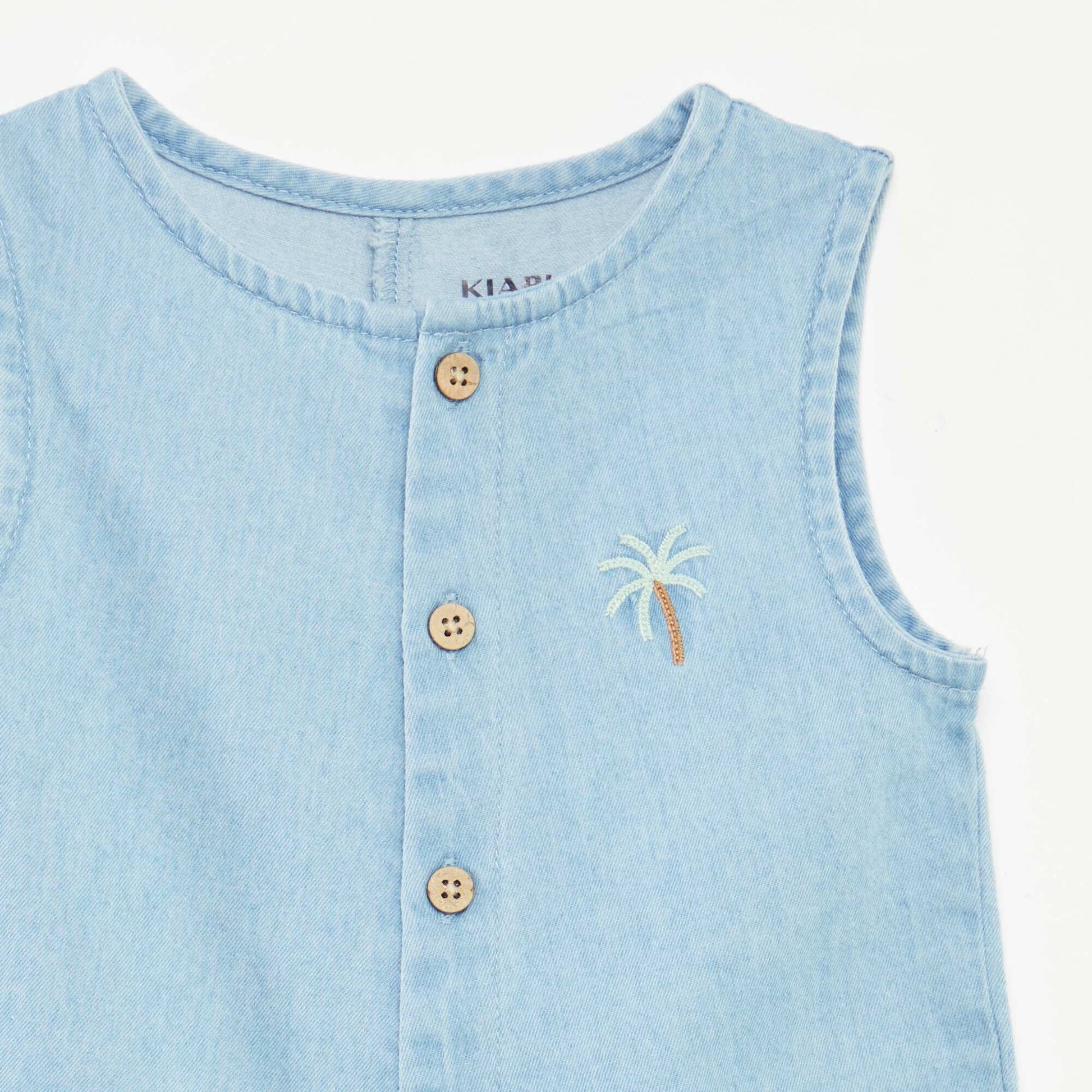 Barboteuse courte en denim BLEU