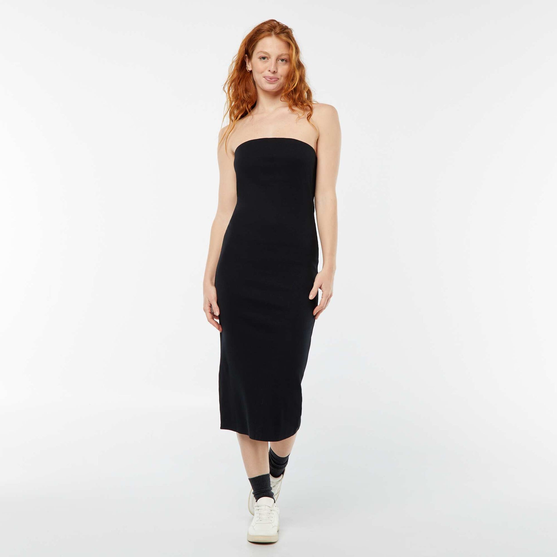 Robe bustier côtelée NOIR