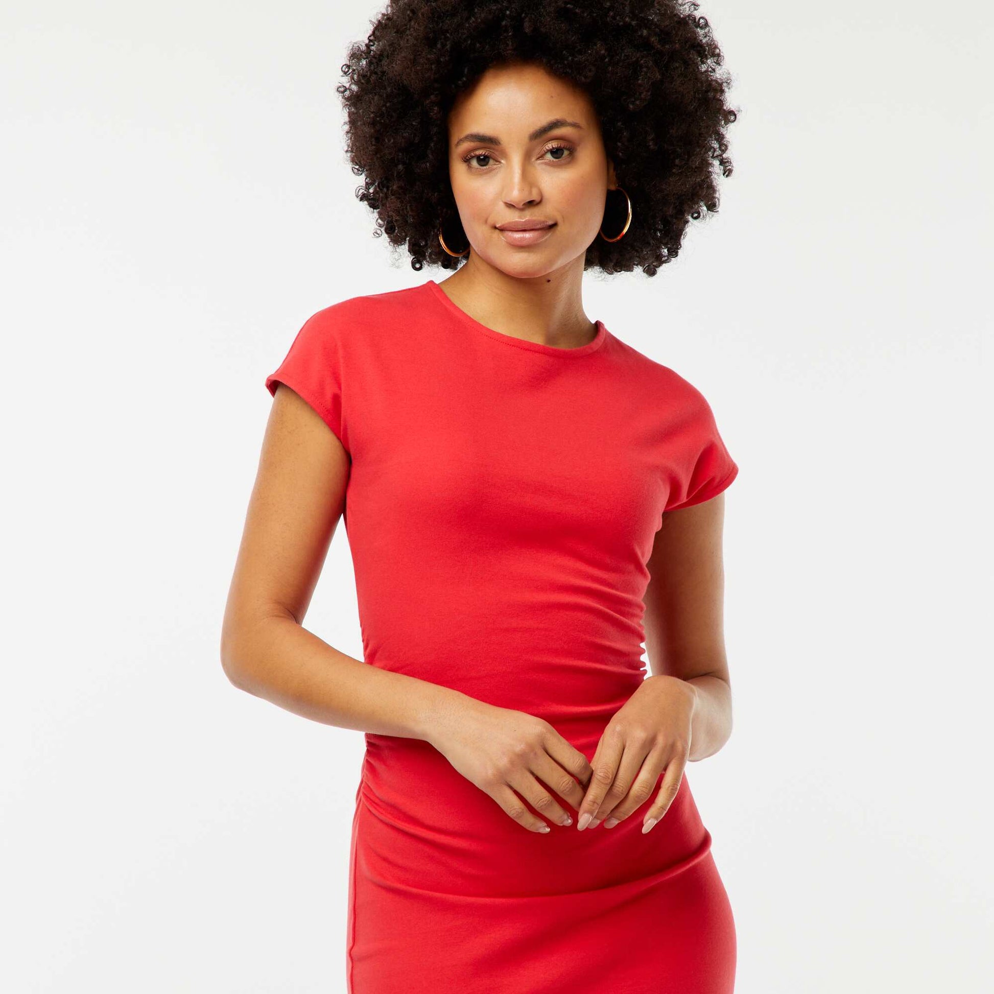 Robe midi en maille stretch ROUGE