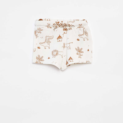 Short en maille gaufrée avec imprimé BLANC