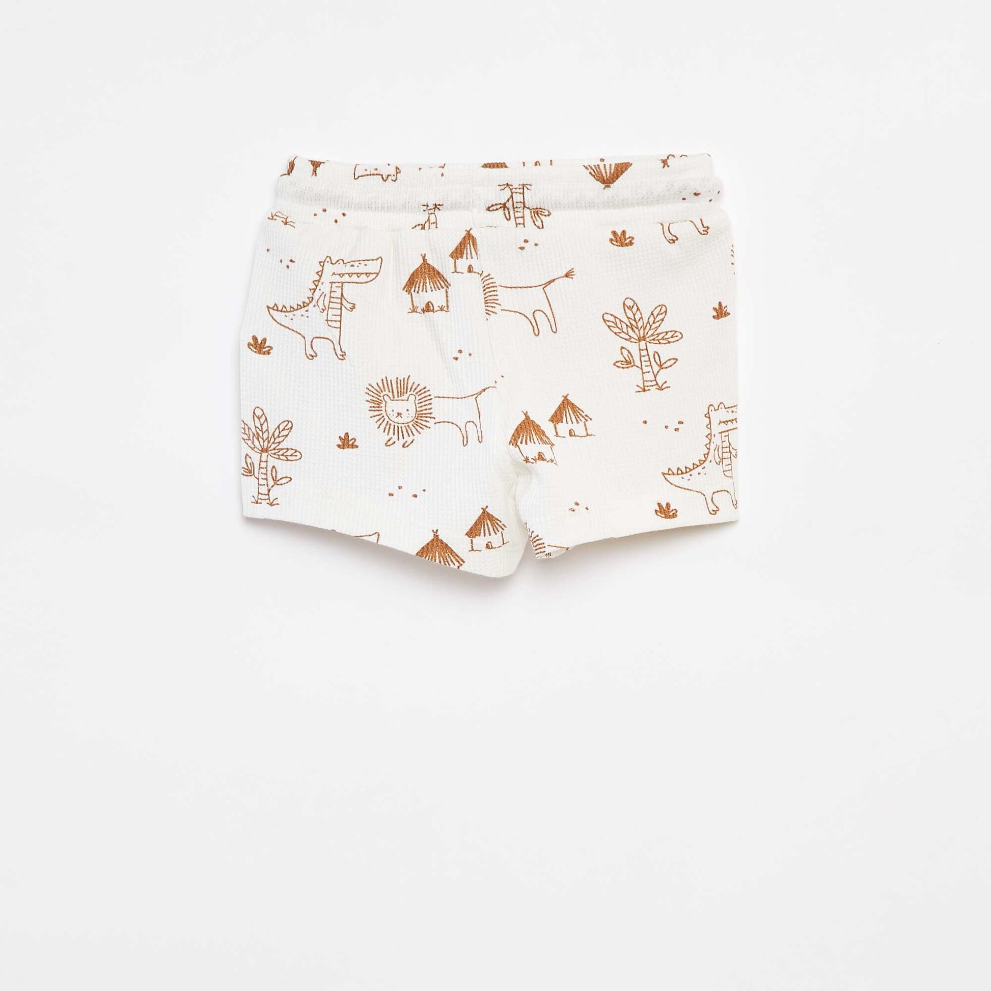 Short en maille gaufrée avec imprimé BLANC