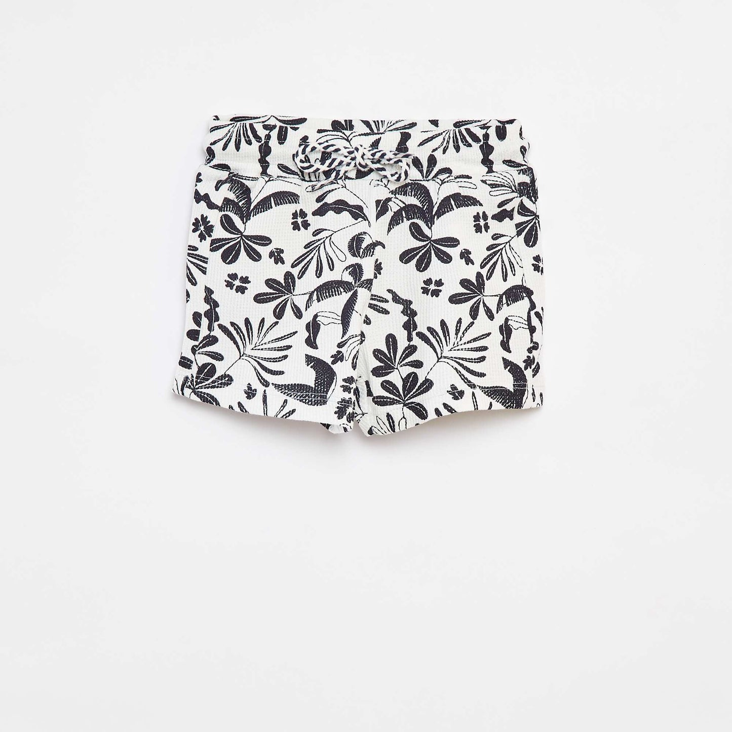 Short en maille gaufrée avec imprimé BLANC