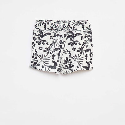 Short en maille gaufrée avec imprimé BLANC