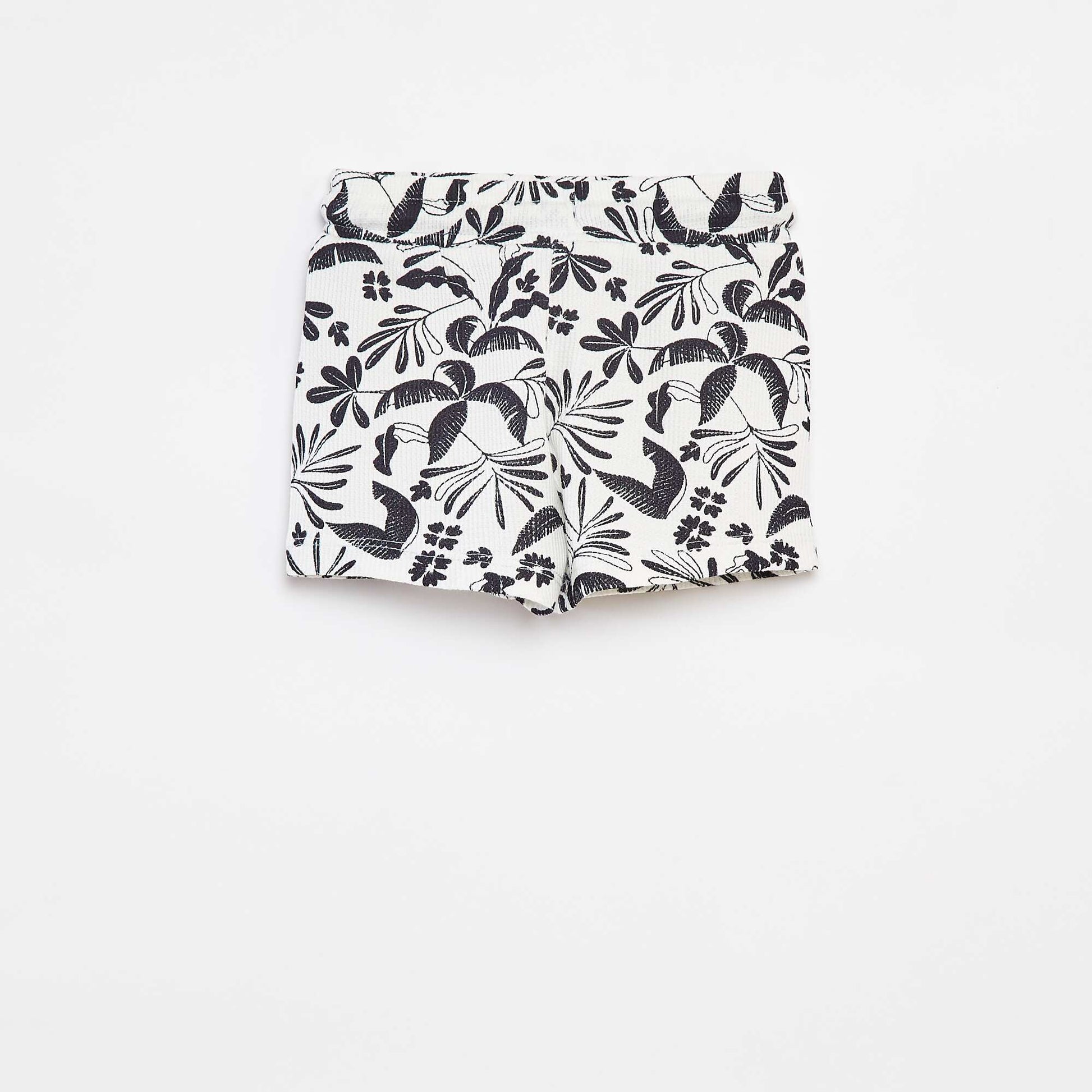 Short en maille gaufrée avec imprimé BLANC