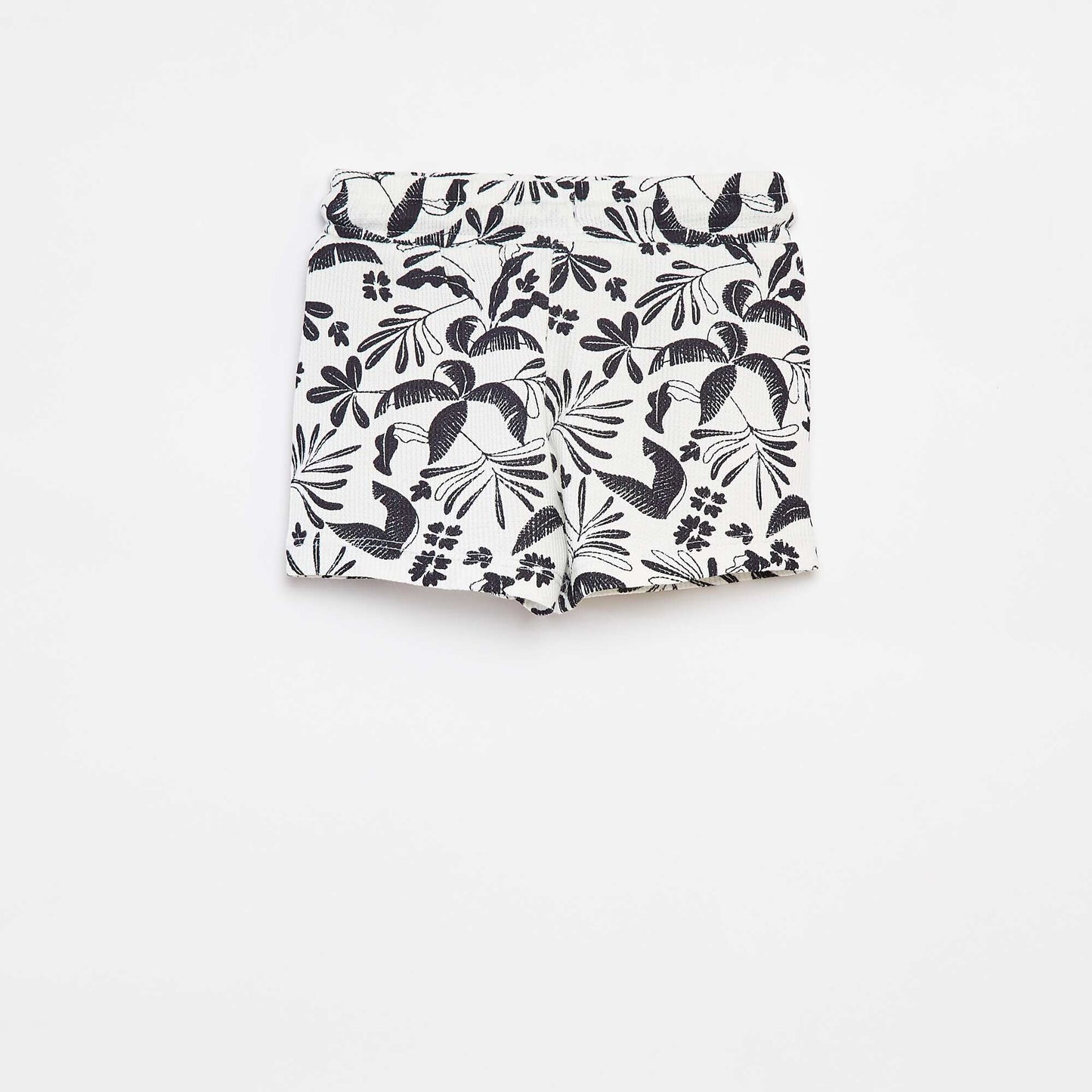 Short en maille gaufrée avec imprimé BLANC