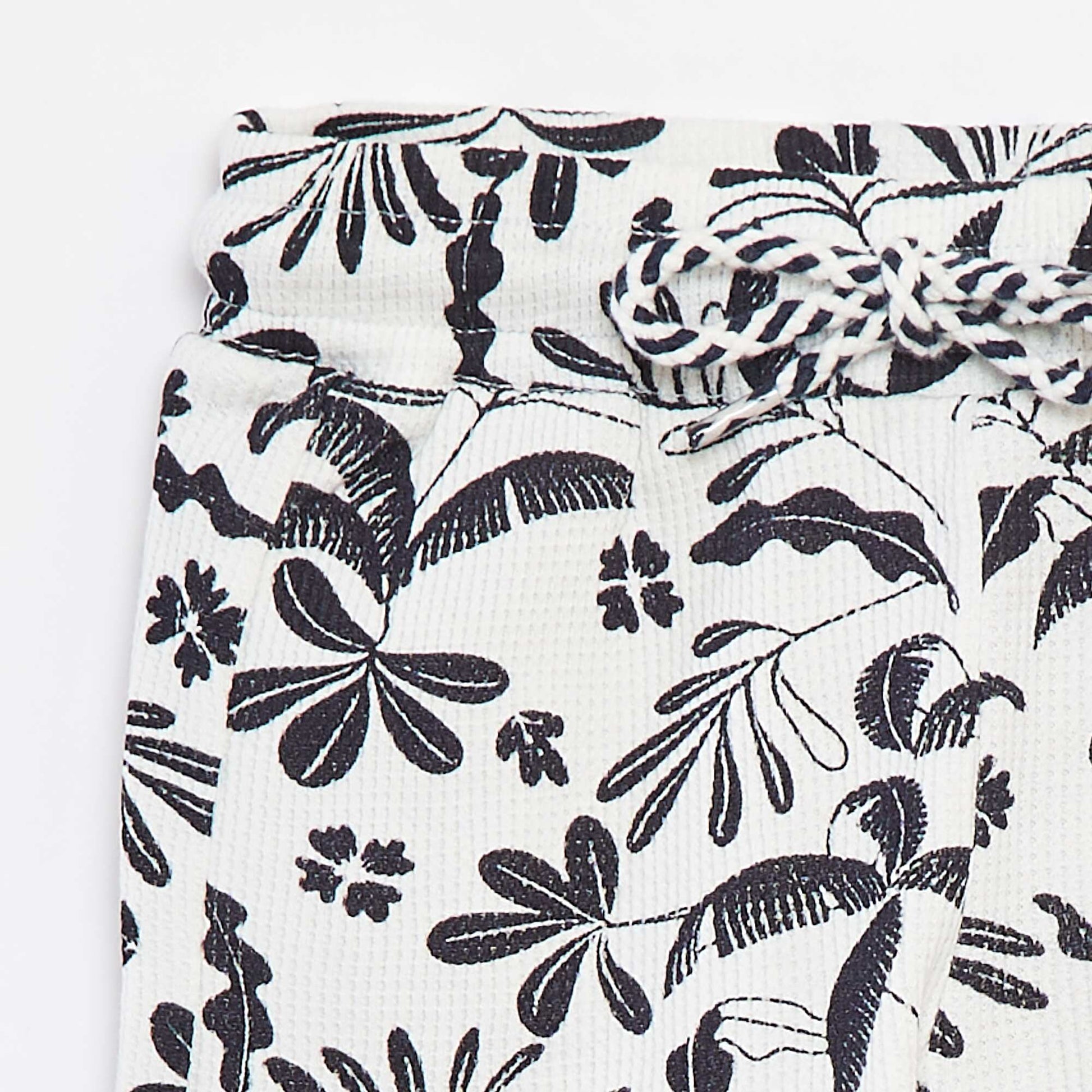 Short en maille gaufrée avec imprimé BLANC