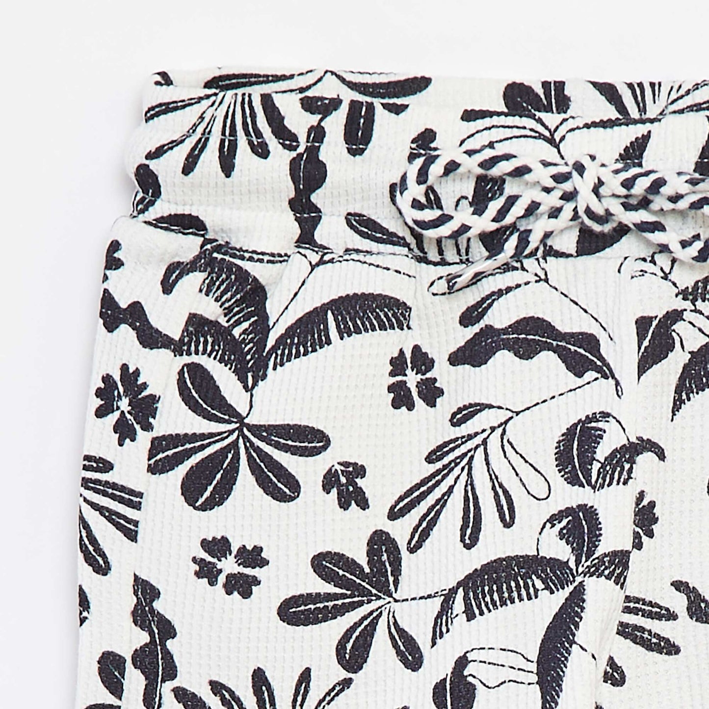 Short en maille gaufrée avec imprimé BLANC