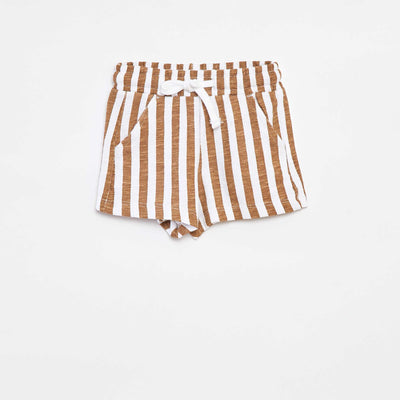 Short rayé en baby french terry BLANC