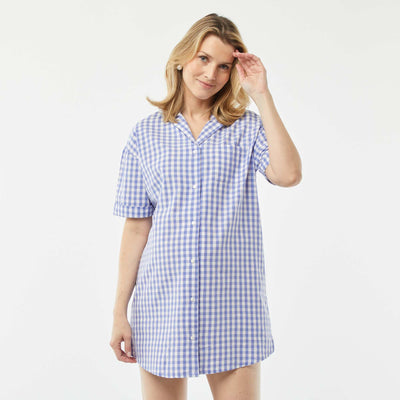 Chemise de nuit en coton BLEU