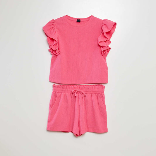 Ensemble t-shirt + short - 2 pièces ROSE