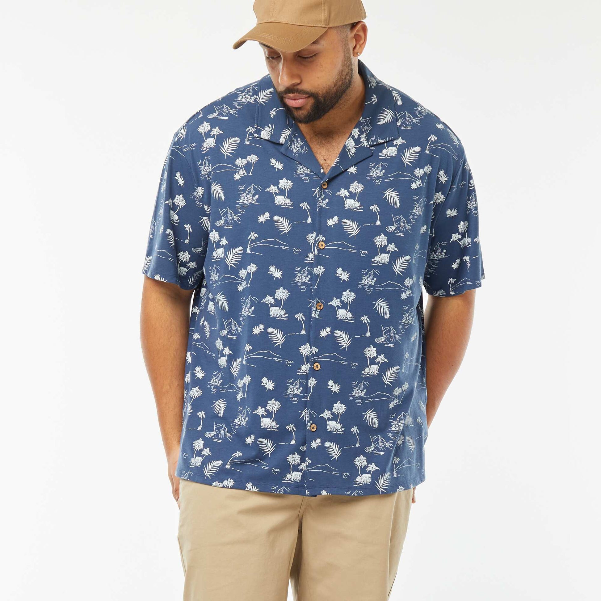 Chemise à manches courtes avec motif BLEU
