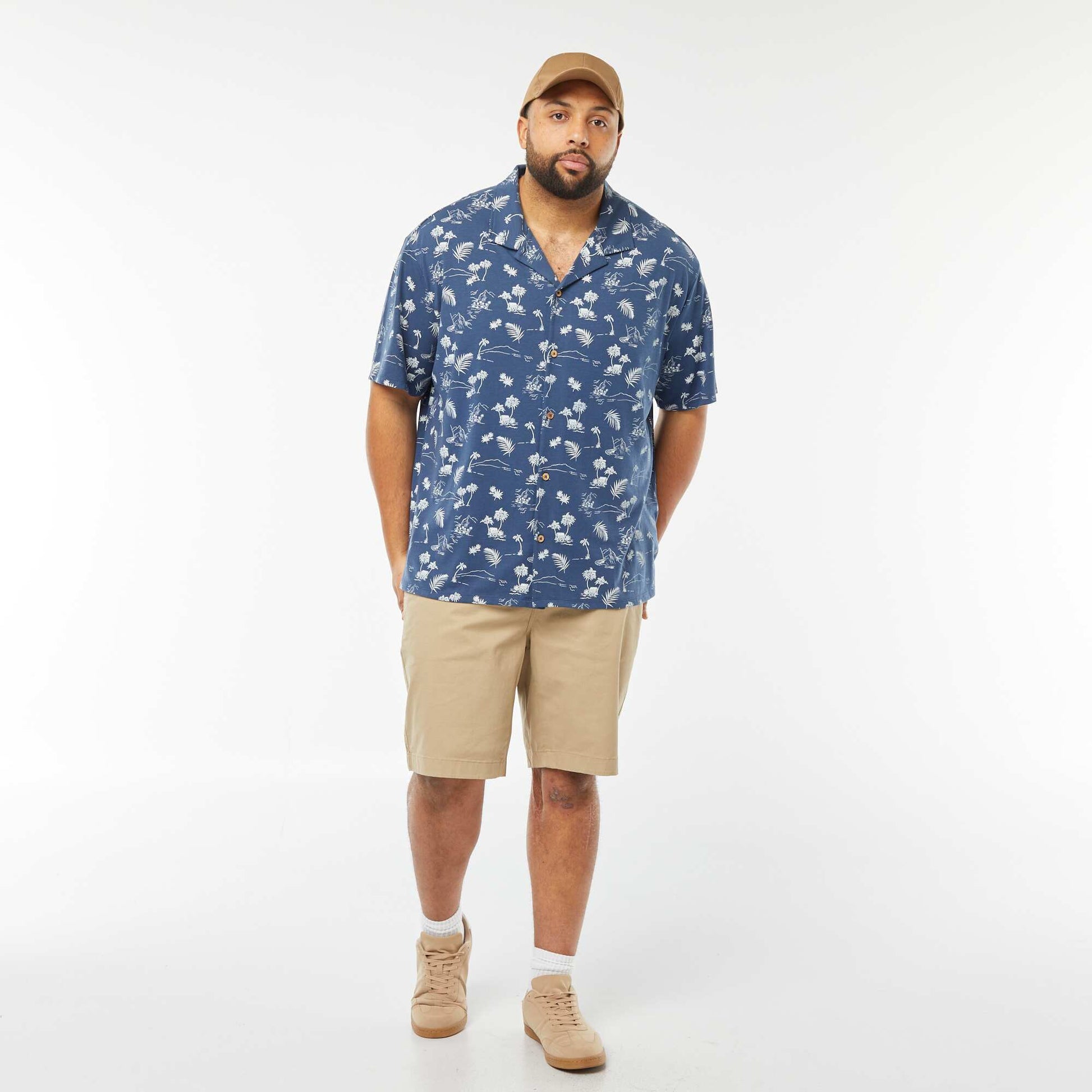 Chemise à manches courtes avec motif BLEU