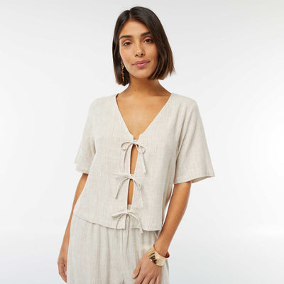 Blouse gilet avec nœuds BEIGE
