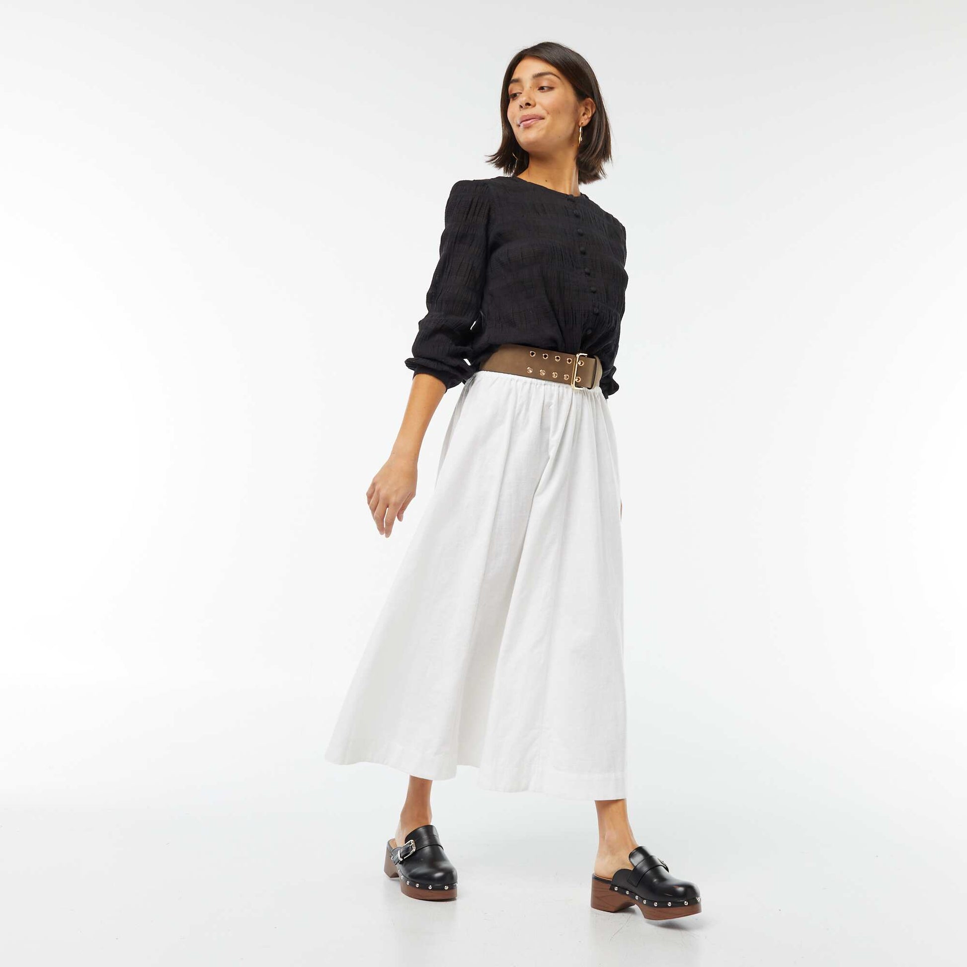 Jupe midi forme évasée BLANC