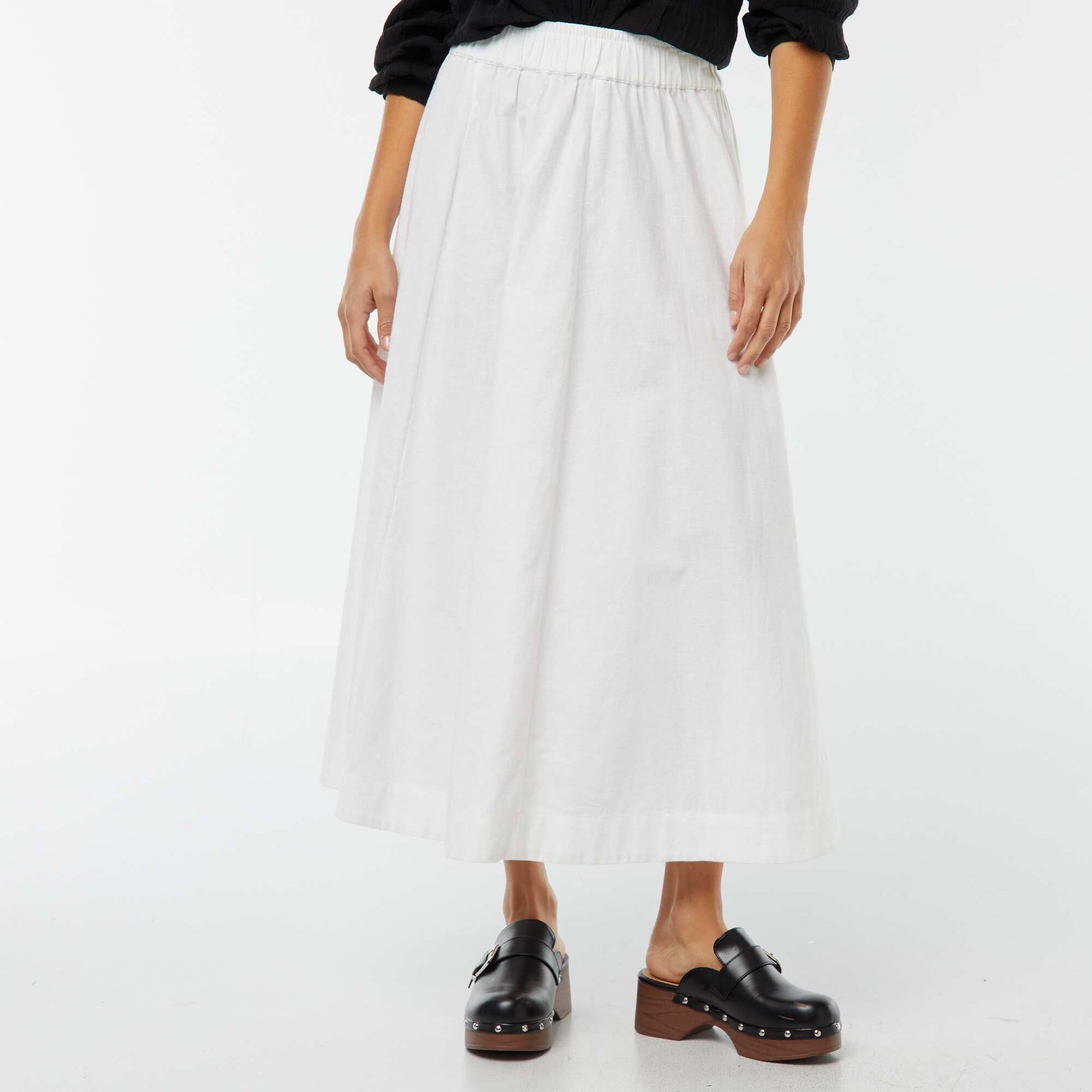 Jupe midi forme évasée BLANC