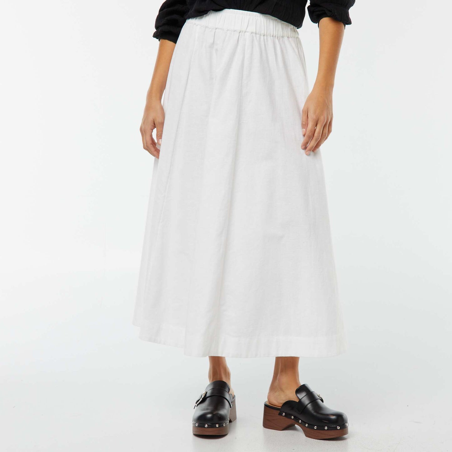 Jupe midi forme évasée BLANC