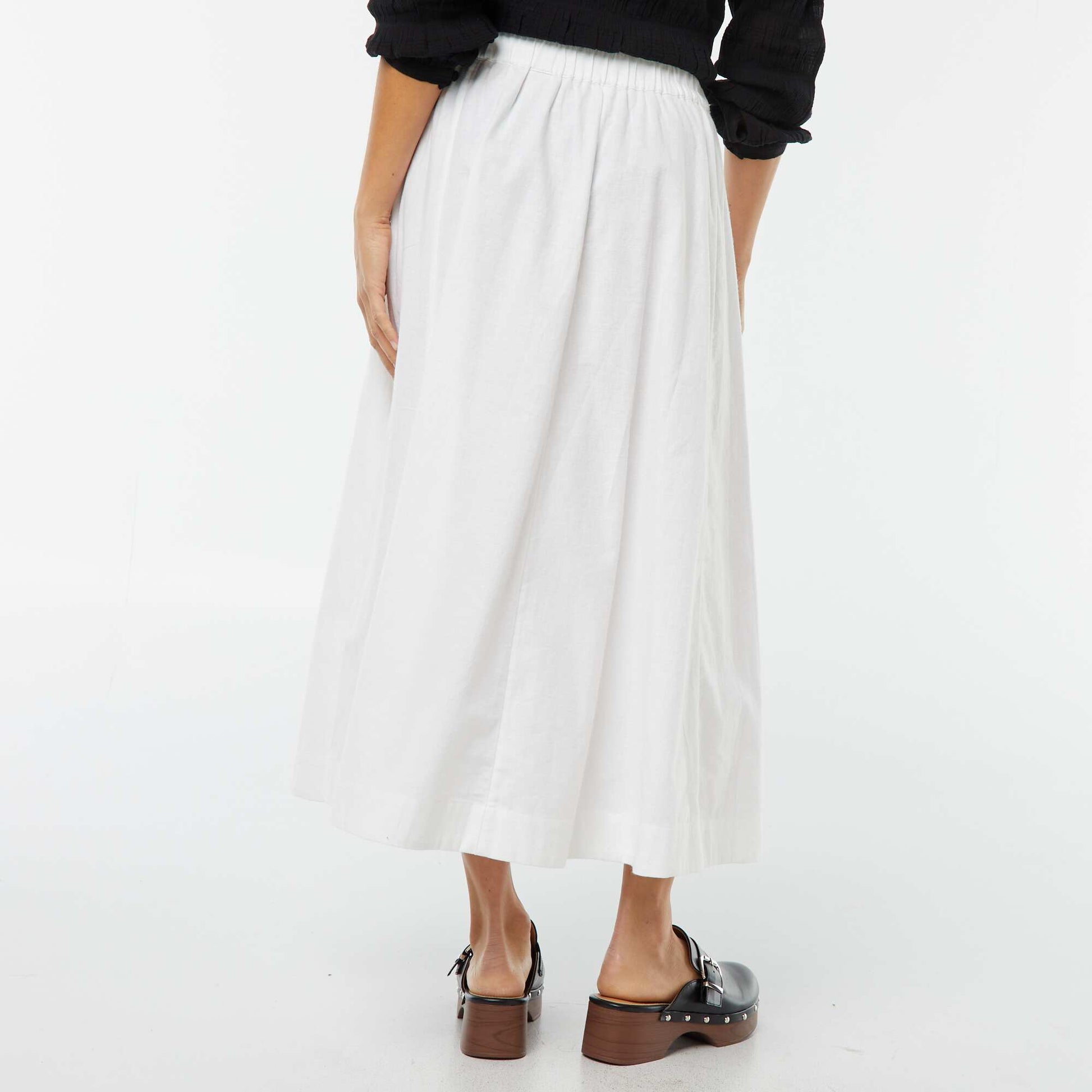Jupe midi forme évasée BLANC