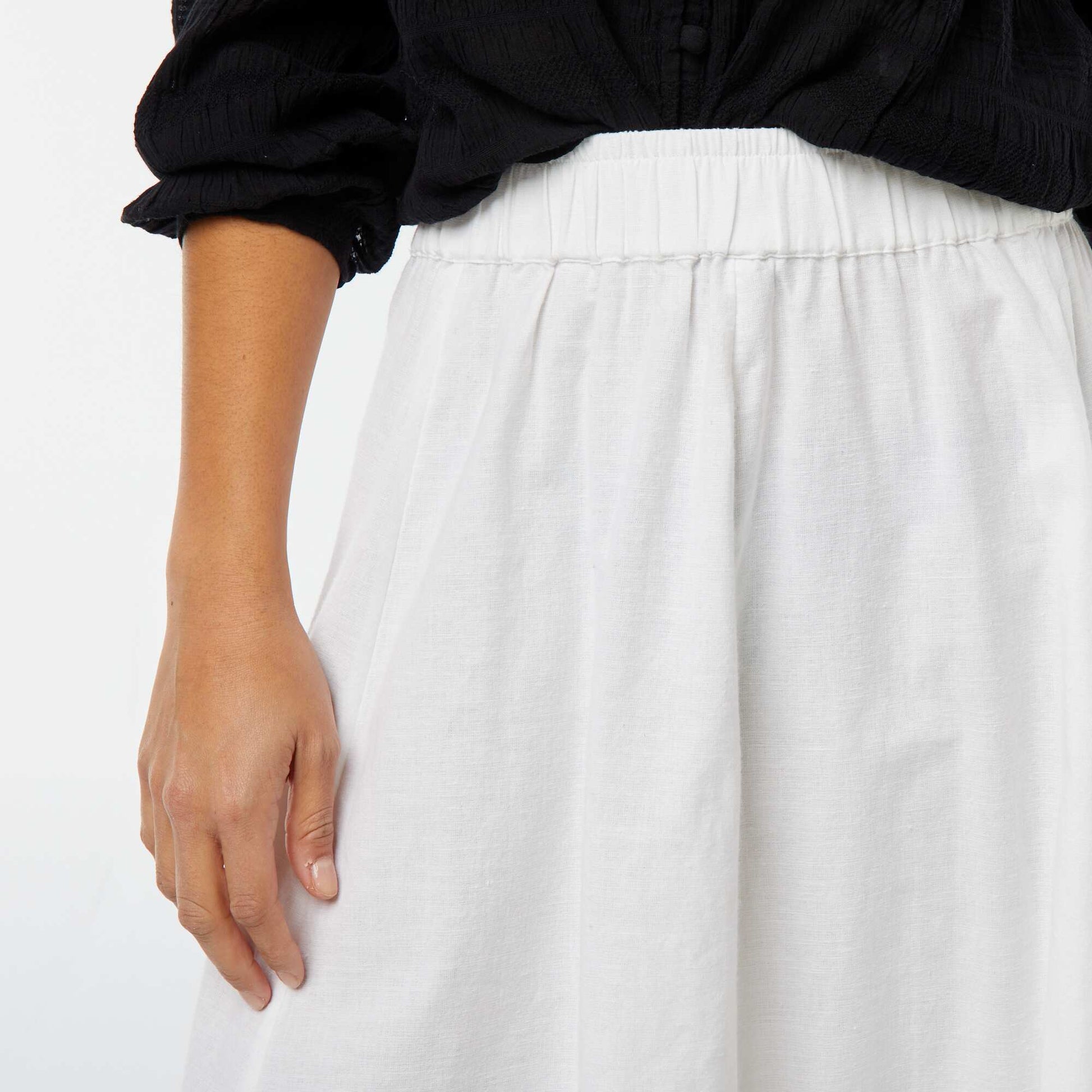 Jupe midi forme évasée BLANC