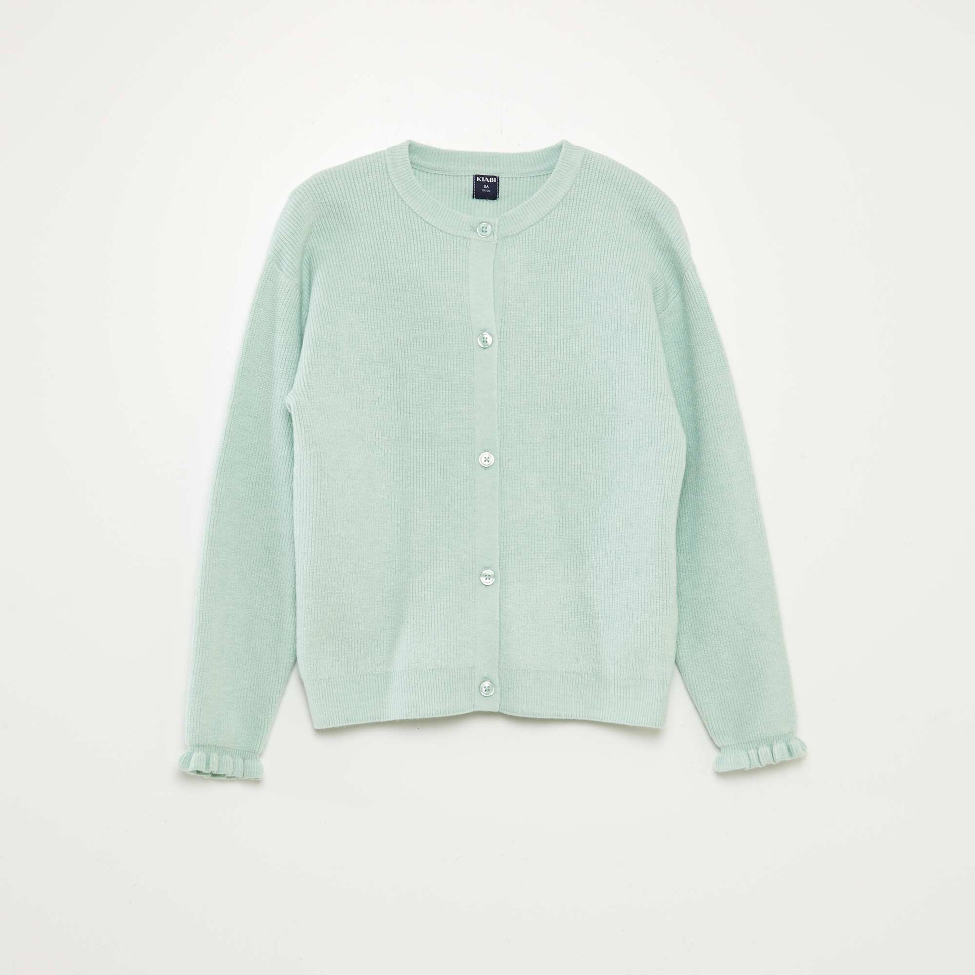 Gilet en maille avec poignets volantés VERT