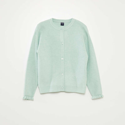 Gilet en maille avec poignets volantés VERT