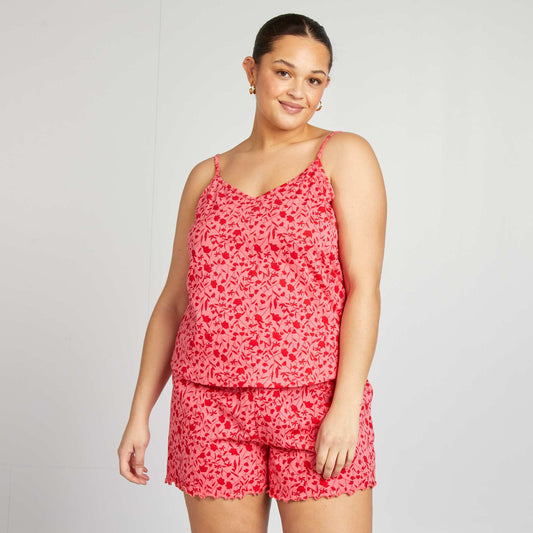 Ensemble pyjama débardeur + short avec imprimés - 2 pièces ROSE