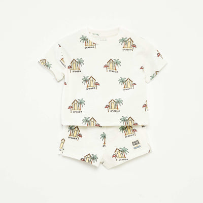 Ensemble t-shirt + short avec imprimé - 2 pièces BLANC