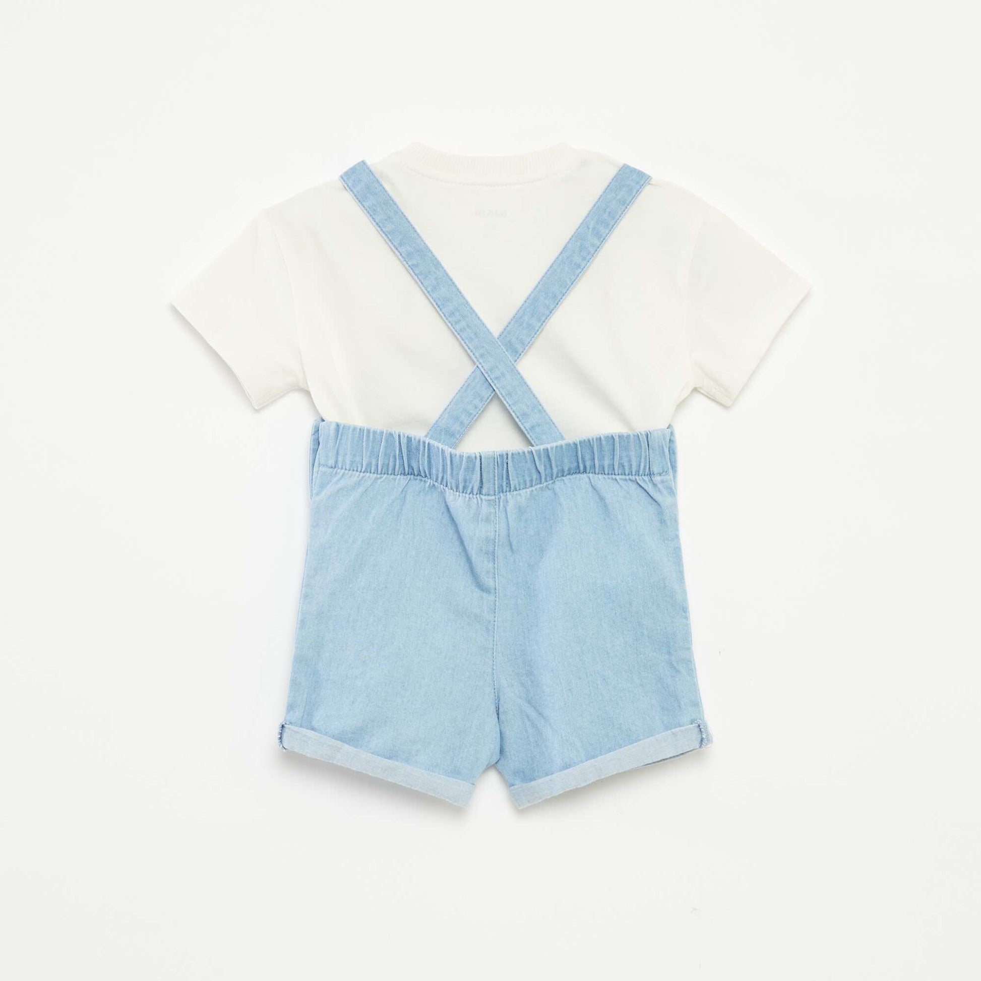 Ensemble t-shirt + salopette en denim - 2 pièces BLANC