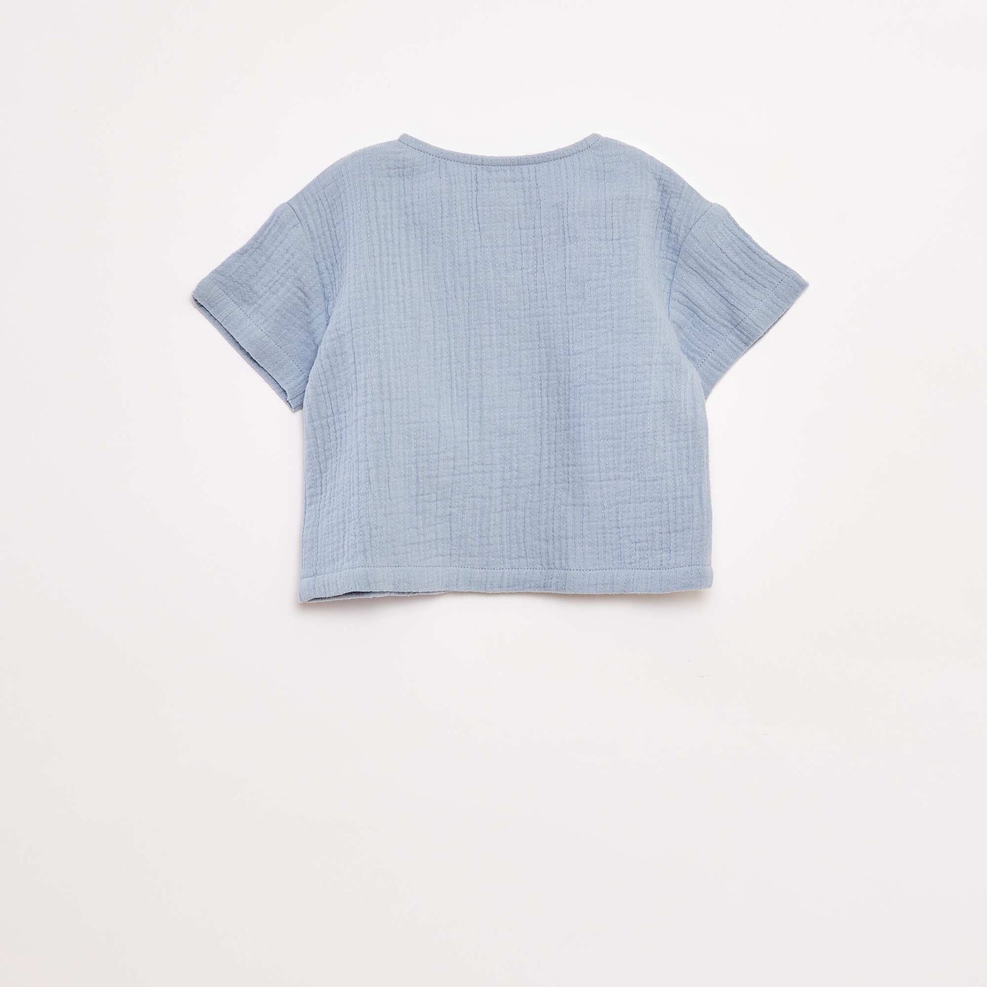 Chemise en gaze de coton à manches courtes BLEU