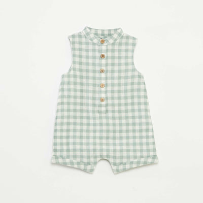 Barboteuse courte avec col mao VERT