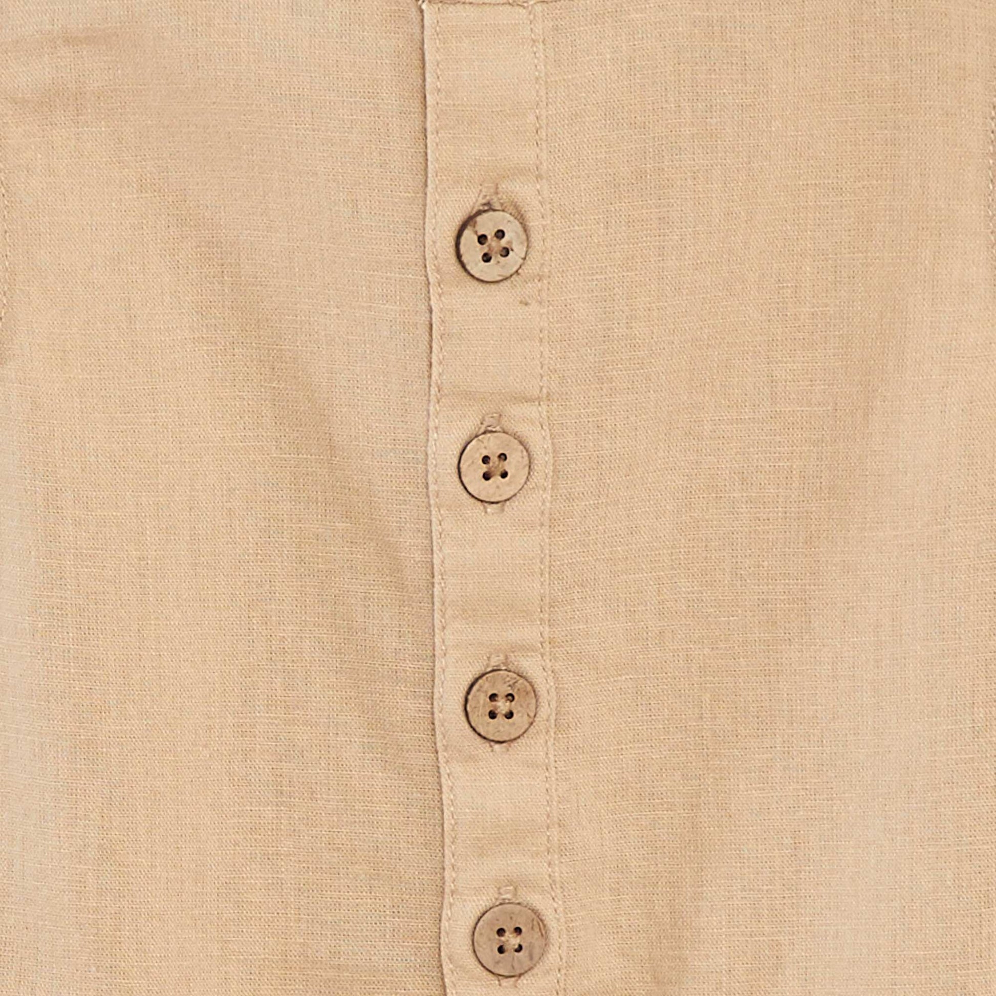 Barboteuse courte avec col mao BEIGE