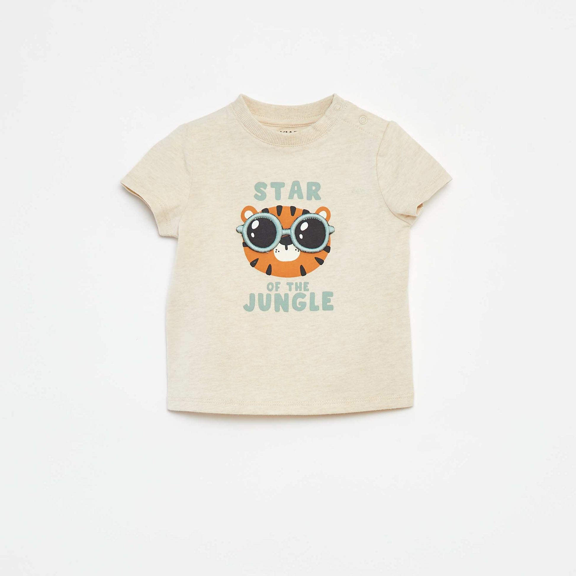 T-shirt à manches courtes avec animation BEIGE
