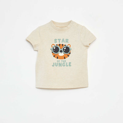 T-shirt à manches courtes avec animation BEIGE