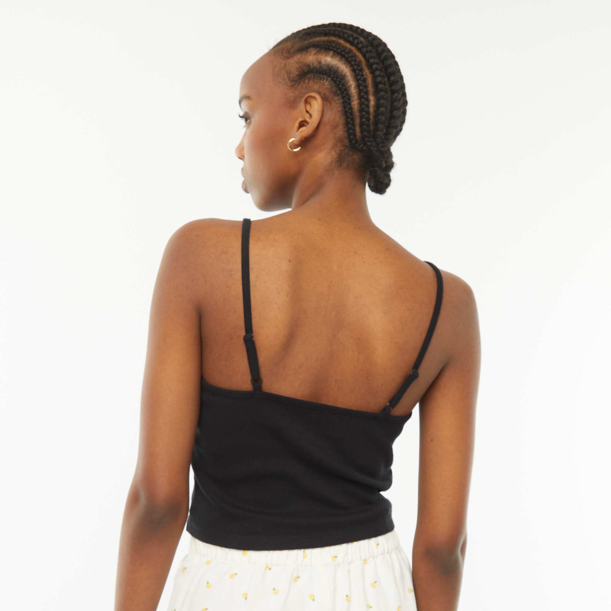 Débardeur crop-top en matière côtelée NOIR
