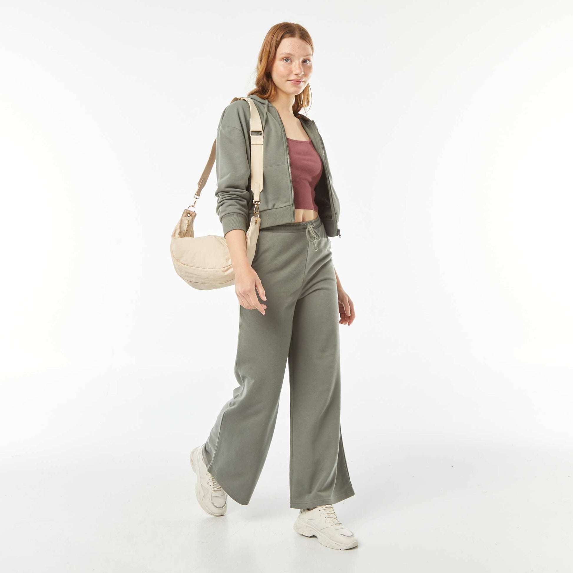 Débardeur crop-top en matière côtelée PRUNE