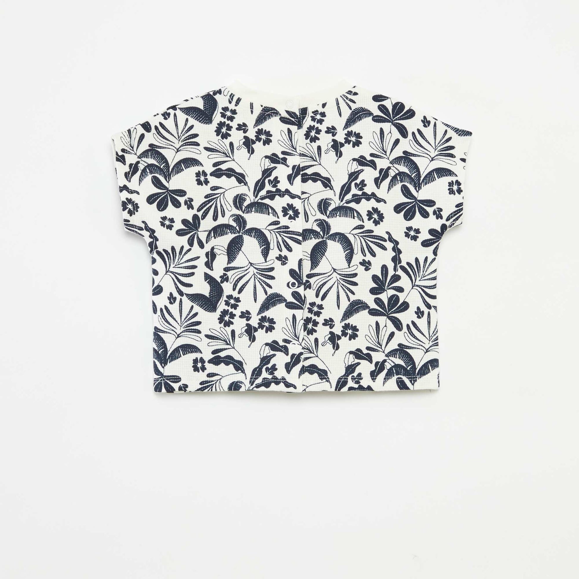 T-shirt en maille gaufrée avec imprimé BLANC