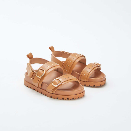 Sandales avec détails cloutés sur les brides BEIGE