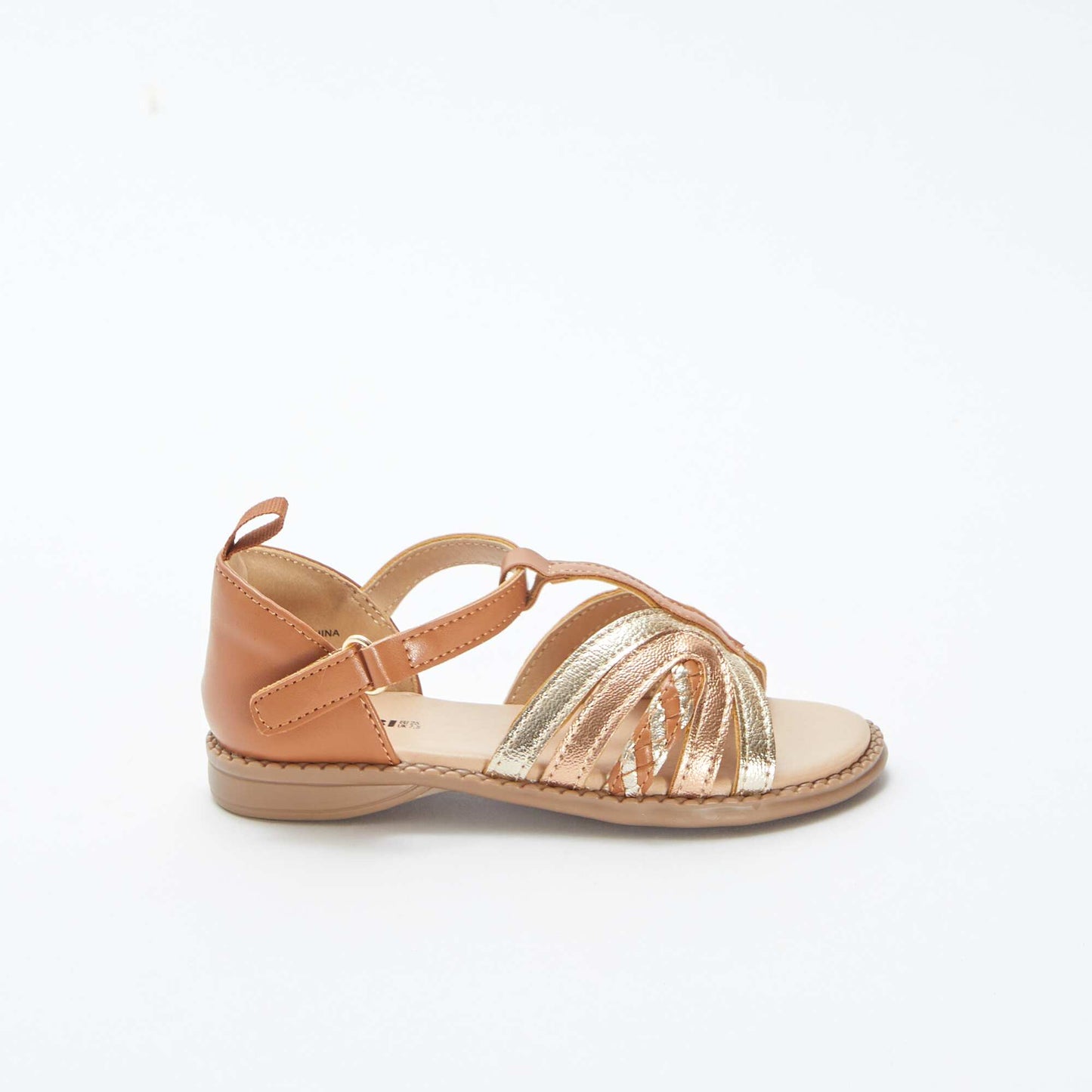 Sandales dorées et cuivrées à scratchs BEIGE